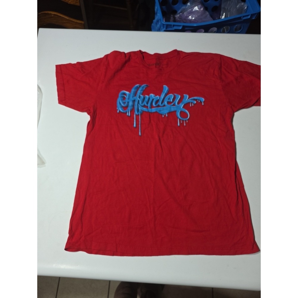 Vintage Hurley T Shirt Mens Large Red 3d Drip Skateboarding Surfing Y2K